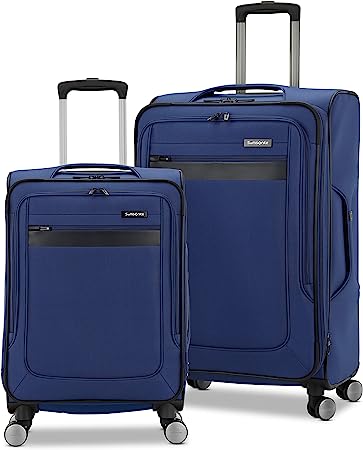 Samsonite Ascella 3.0 Softside Expandable Luggage with Spinners | Sapphire Blue | 2PC SET (Carry-on/Medium)