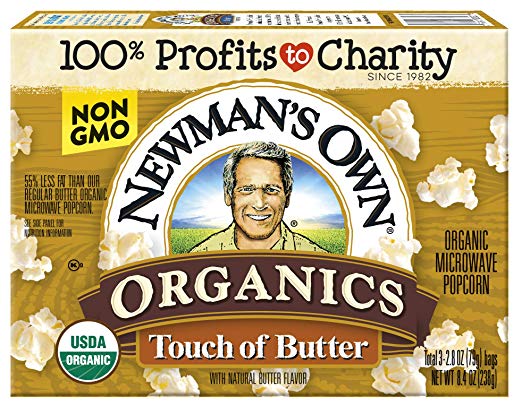 Newman's Own Organics Pop's Corn, Organic Microwave Popcorn, Light Butter, 2.8 Ounce each, 3-Count (Net Wt. 238g) (Pack of 12)