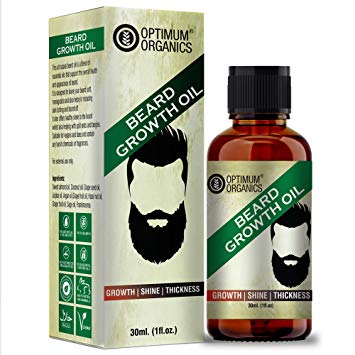 Optimum Organics Beard Growth Oil 30 ml For Growing Beard Faster With Argan, Jojoba, Almond, Eucalyptus and Natural Extracts.