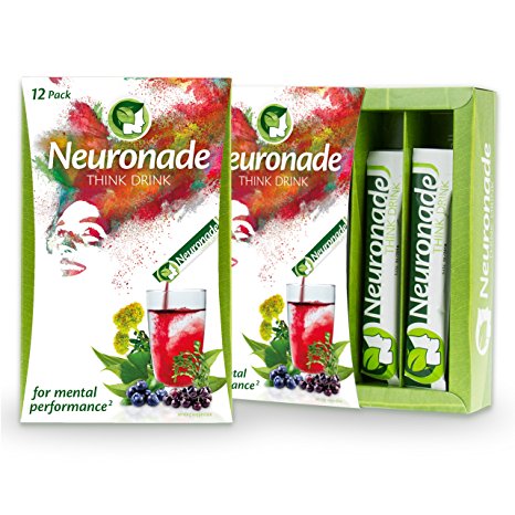 Neuronade - Think Drink for Concentration, Memory & Mental Performance | With Ginkgo, Brahmi, Rhodiola, Green Tea, Biotin, Vitamin B12 & B5 | Natural Ingredients & 100% Vegan