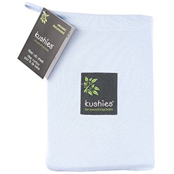 Kushies Organic Jersey Crib Fitted Sheet, Light Blue