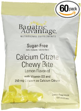 Bariatric Advantage - 250mg Calcium Citrate Chewy Bite - Lemon, 60 Count