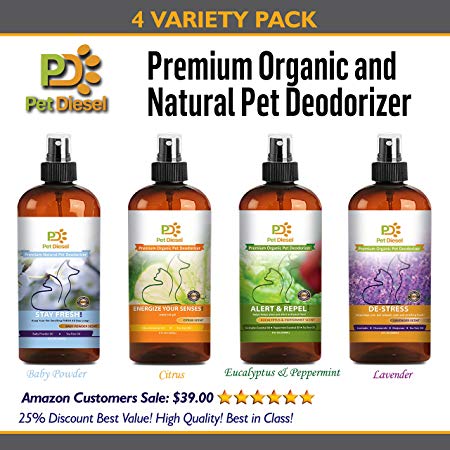 Premium Pet Deodorizer | Pet Cologne | Pet Perfume | Organic Deodorant with Enzyme, Lavender, Majoram & Chamomile Scent | for Odor Elimination & Bacteria Removal