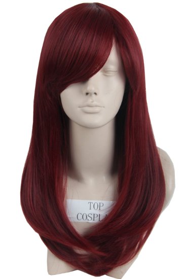 Topcosplay® Women's Cosplay Wig Medium Wavy Synthetic Fiber Costume Hair 19 Inch (Wine red)