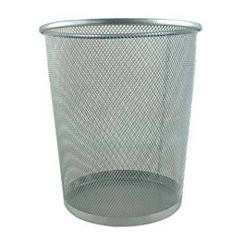 Circular Mesh Bin - Waste Paper Basket (Silver)