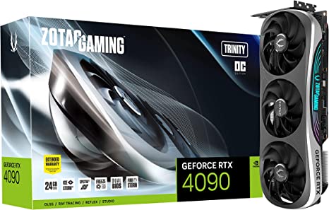 ZOTAC Gaming GeForce RTX 4090 Trinity OC 24GB GDDR6X 384-bit 21 Gbps PCIE 4.0 Gaming Graphics Card, IceStorm 3.0 Advanced Cooling, Spectra 2.0 RGB Lighting, ZT-D40900J-10P