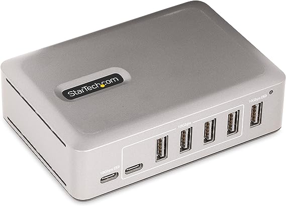 StarTech.com 7-Port USB-C Hub - 5x USB-A/2x USB-C - Self-Powered w/65W Power Supply - USB 3.1 10Gbps - Desktop/Laptop USB Hub w/3ft USB-IF Certified Locking Cable - USB C Splitter (10G5A2CS-USB-C-HUB)