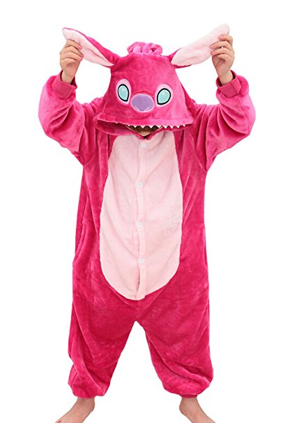 Tonwhar Kids Stitch Kigurumi Pajamas Children's Unisex Cosplay Costume Onesie (95(height:41.3"-45.27"), Pink Stitch)