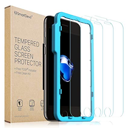 SmartDevil iPhone 8/7/6/6S Screen Protector, [3 pack][Scrach Proof][Anti-fingerprint][Touch Sensitivity] [Bubble Free] 2.5D 9H Edge Tempered Glass Screen Protector for Apple 8/7/6s (4.7 inch)