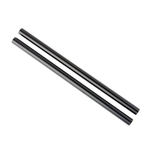 NICEYRIG Black Aluminum Alloy 30cm 12 Inches Long Camera Rail Rod for 15mm Rail (Pack of 2)