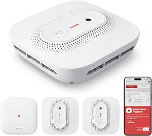 X-Sense Wi-Fi Smoke Alarm for Home, Wireless Interlinked Voice Alarm and Location with SBS50 Base Station, Replaceable Battery, Transmission Range of 500 m, XP02S-MR31