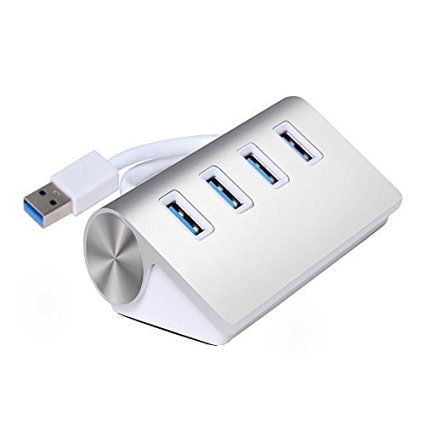 Bengoo USB Hub 4-Port USB 3.0 Portable Aluminum Hub for iMac, MacBook, MacBook Pro, MacBook Air, Mac Mini, or any PC Computer-Silver