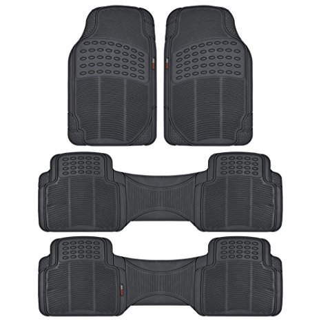 All Weather Black Diamond Rubber Ridged Odorless Truck SUV Van Floor Mats 4 Pieces