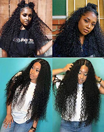 Curly Human Hair Lace Front Wigs 130% Density Brazilian Virgin Loose Deep Curly Wig with Baby Hair for Black Women 24Inch