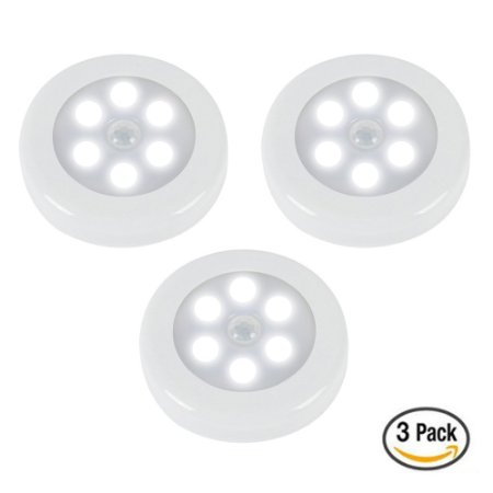 ZEEFO 3 Pack LED Night Lights with Motion Activated Sensor Light,Battery-Powered LED Night Light Stick On Hallway, Closet, Stairs, Bathroom, Bedroom, Kitchen, Nursery, and Anywhere Wall lamp, Safe for Kids, Seniors with Free 3M Adhesive Pads (3Pack)