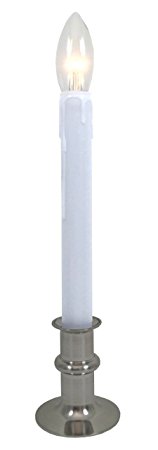 Celestial Lights Ultra Bright, Battery Operated LED Window Candle with Timer (1 Candle, Brushed Nickel)