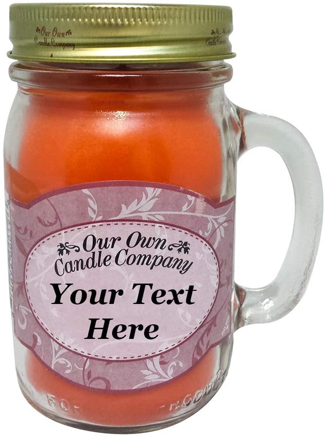 Our Own Candle Company, Create Your Custom Message, Fresh Peach Scented 13 Ounce Mason Jar Candle