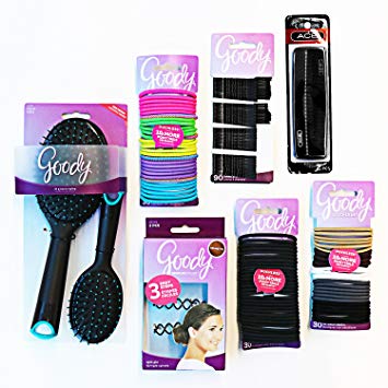 Goody Everyday Essentials Box, Hair Styling Accessories Kit, Includes Elastics, Bobby Pins, Combs, Brush, Mini Brush, and Spin Pins