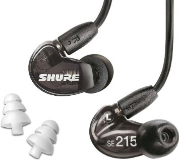 Shure SE215-K Sound Isolating In Ear Stereo Earphones (Black) with 3 Pairs of Triple Flange Sleeves for Better Sound Isolation