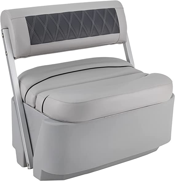 Luxury Flip Flop Pontoon Boat Seat - Charcoal and Gray