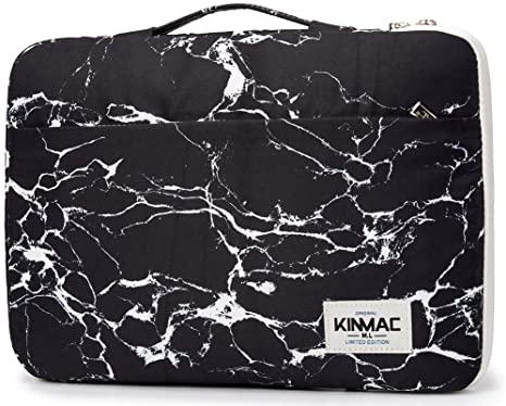 Kinmac 360° Protective Waterproof Laptop Case Bag Sleeve with Handle (14 inch, Black Marble)