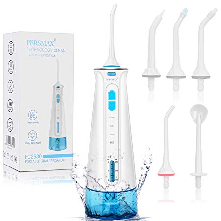 PERSMAX Water Flosser Professional Cordless Dental Oral Irrigator For Teeth，Portable and Rechargeable IPX7 Waterproof, Surgical Apparatus for Dental