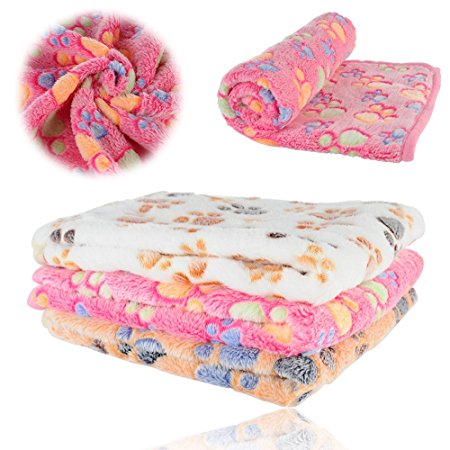 iNNEXT Puppy Blanket Pet Cushion Small Dog Cat Bed Soft Warm Sleep Mat, Pet Dog Cat Puppy Kitten Soft Blanket Doggy Warm Bed Mat Paw Print Cushion