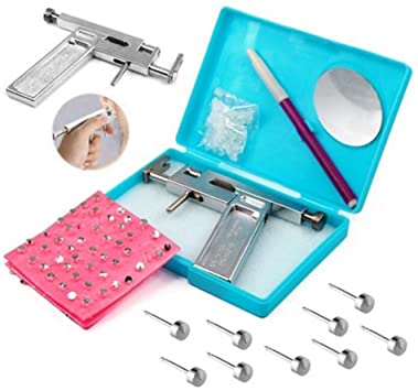 1Set Professional Metal Steel Ear Body Nose Lips Navel Piercing Gun Pierce Tool Kit with 48 Pair Studs