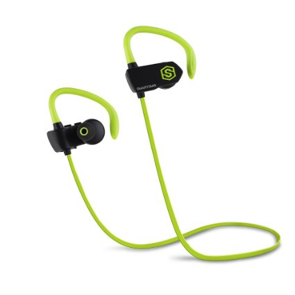 SmartOmni i10 Wireless Sport Earphones Sweatproof Stable In-ear Headsets With Earhook Secure Fit For Running Gym, Workout Headphones Bluetooth With Built-in Mic For iPhone Android iPod - Black&Green