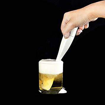 Beer Foamer,Dpower Ultra Sonic Vibration Beer Foamer Battery Powered Beer Foam Bubble Maker for Home Kitchen/Bar Beer Keg Appliance Beer Gadget Accessory for Beers and Other Drinks for Bottle,Can(White)