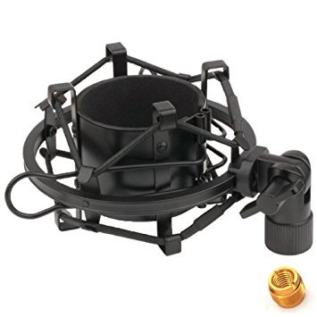 ZRAMO TH106 Black Spider Universal Microphone Shock Mount Holder Adapter Clamp Clip for AT2020 USB PR40 RE20 AT4033a AT2050 Large Diameter Studio Condenser Mic Anti-Vibration Mic Holder