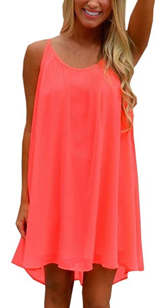 ReachMe Womens Summer Sexy Vibrant Color Chiffon Bathing Suit Cover Up