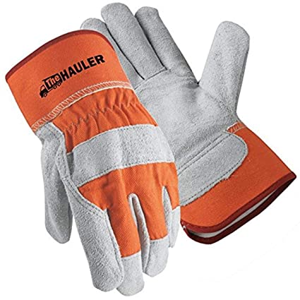 Galeton 2117-L The Hauler Leather Palm Gloves, Safety Cuff, Large, Orange (Pack of 12)