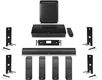 Bose Lifestyle 650 Home Entertainment System with Wall Brackets (1 OmniJewel Center Channel Bracket & 4 OmniJewel Wall Brackets) - Black