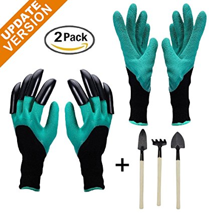 Garden Genie Gloves with Claws Waterproof by Flinelife Right Left Hand Fingertips for Men Women or kids Easy to Dig and Plant Safe for Rose Pruning Gloves Mittens Digging gloves(Claws on EACH Hand)