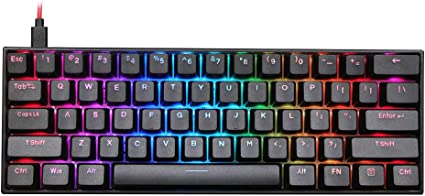 EPOMAKER Anne Pro2 60% Bluetooth Mechanical Keyboard with RGB Backlit PBT Keycaps NKRO Programmable (Gateron Red Switch, Black)