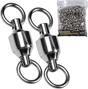 Goture Fishing Ball Barrel Swivel 200pcs Fishing High Strength Stainless Steel,Barrel Swivels Fishing for Freshwater Saltwater,51LB-260LB #2/#4/#6/#8