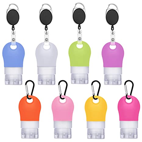 16 Pieces Silicone Travel Bottle Keychain Set Portable Liquid Bottle with Keychain Leak-proof Refillable Empty Bottle Container for Toiletry, Shampoo, Liquid, Cosmetic, 1.3 oz