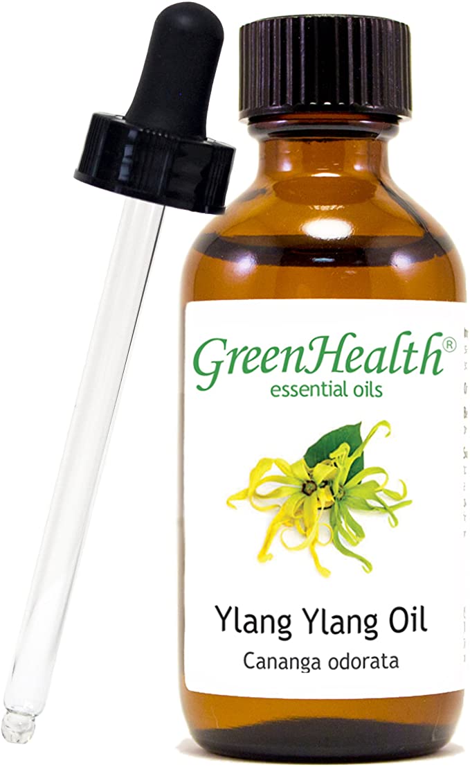 GreenHealth Ylang Ylang – 2 fl oz (59 ml) Glass Bottle w/Glass Dropper – 100% Pure Essential Oil