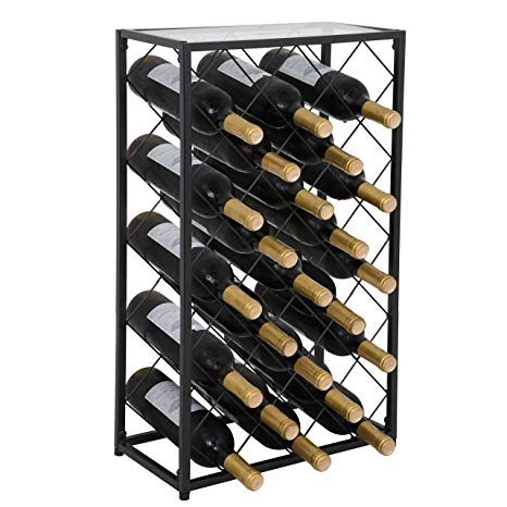 ZENY Wine Rack Display 23 Bottle Wine Storage Holder Stand with Glass Table Top (23 Bottle)