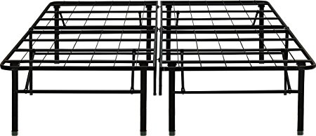 Flex Form Raised Platform Bed Frame Base / Metal Mattress Foundation: 18" Height, Black, Full