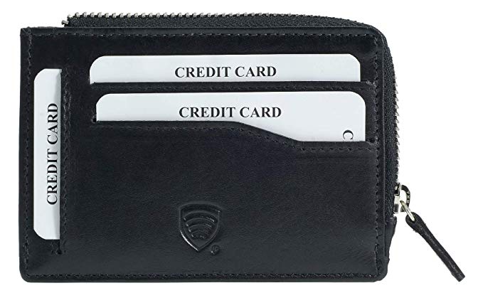 Koruma RFID Leather Slim Minimalist - Compact Front Coin Pocket Wallet for Men & Women - Designer Card Holder (Slim, Black)