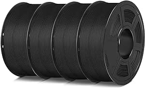 SUNLU 4KG 3D Printer Filament Bundle PLA Matte 1.75mm, Neatly Wound Filament with Matte Finish, Print with 99% FDM 3D Printers, 1kg Spool (2.2lbs), 4 Packs, Black+Black+Black+Black