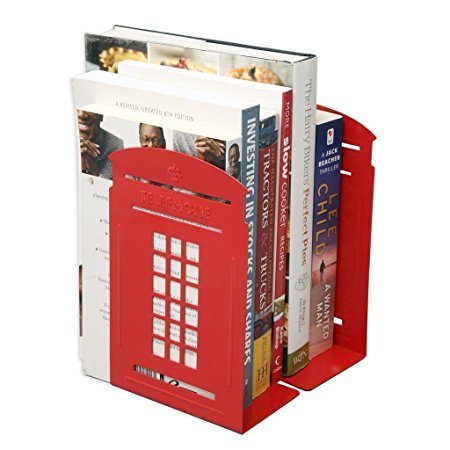 FOME One Pair Vintage Fashion British Style London Telephone Booth Kiosk Thickening Iron Library School Office Home Study Metal Bookends Book End FOME GIFT