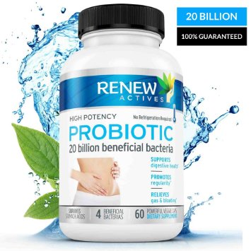 FLASH SALE Double Strength 20 Billion Probiotic Supplement - GMO-Free No Fillers or Binders Improve Digestion Bowel Regularity and Increase Energy No Refrigeration Needed - Moneyback Guaranteed