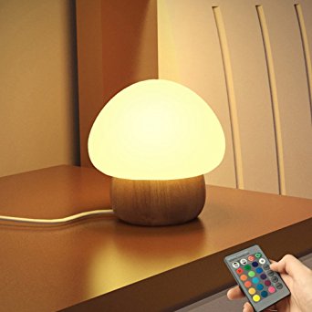 NNIUK Night Light LED Mushroom Lamp Silicone with Wireless Remote Control 16 Different Color for Kid Bedroom - UK Plug