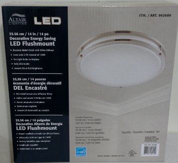 Altair Lighting LED 14-Inch Flush mount Decorative Light Fixture, 21W (120w Equivalent), 3000K, Brushed Nickel Finish - AL-3151