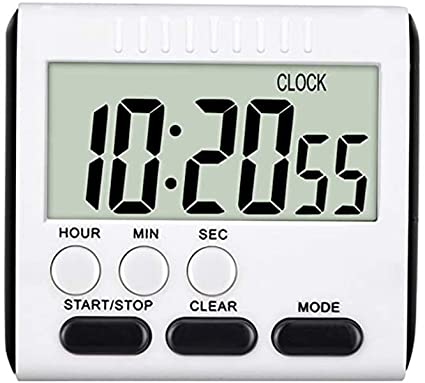 24 Hours Magnetic Kitchen Timers with Digital Alarm Clock Timer, Big Screen Loud Alarm & Strong Magnet, Count-Up & Count Down for Kitchen Baking Sports Games Office Study （Black）