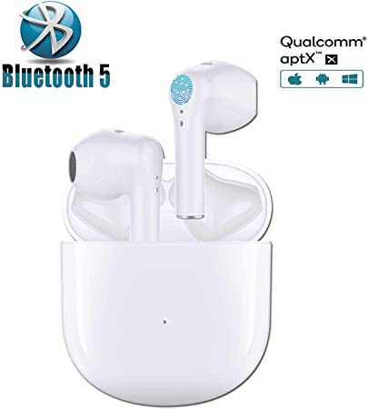 Bluetooth 5.0 Wireless binaural Earbuds [Smart Touch] IPX8 Waterproof 3D Stereo Noise Reduction, with pop-up Window Automatic Pairing, Fast Charging, Compatible with All Series of Smart Devices