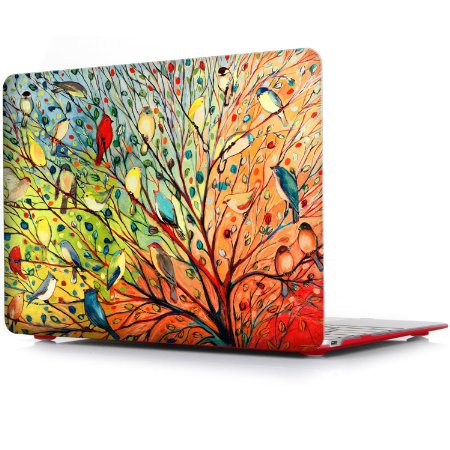 iCasso New Art Fashion Image Series Ultra Slim Light Weight Rubberized Hard Case Glossy Clear Crystal Snap-On Hard Cover Case for MacBook Air 13 (Model: A1369 and A1466) - Birds